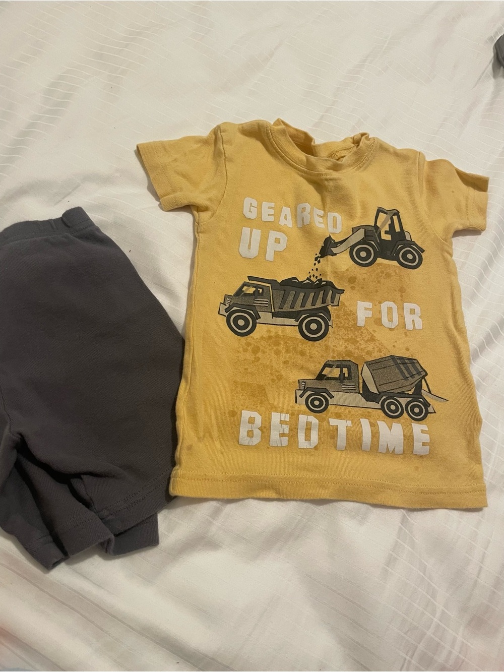 Carter's Yellow Construction Trucks Tee with Gray Graphics